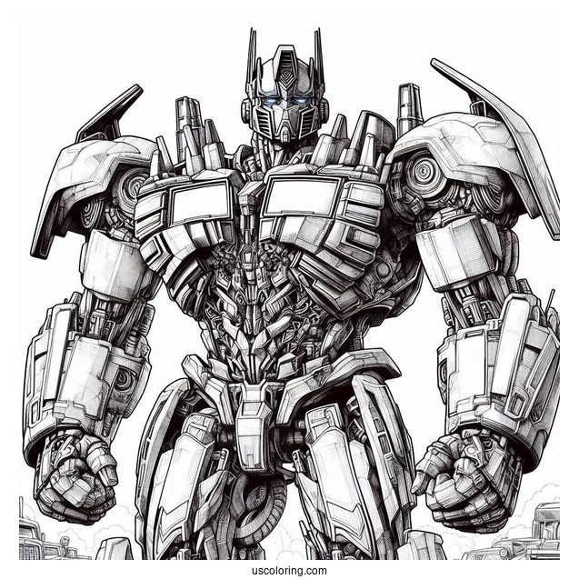 Realistic Optimus Prime Coloring Page From Transformers Movie