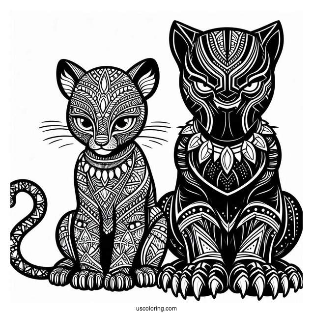 Black Panther And Shuri Coloring Page_