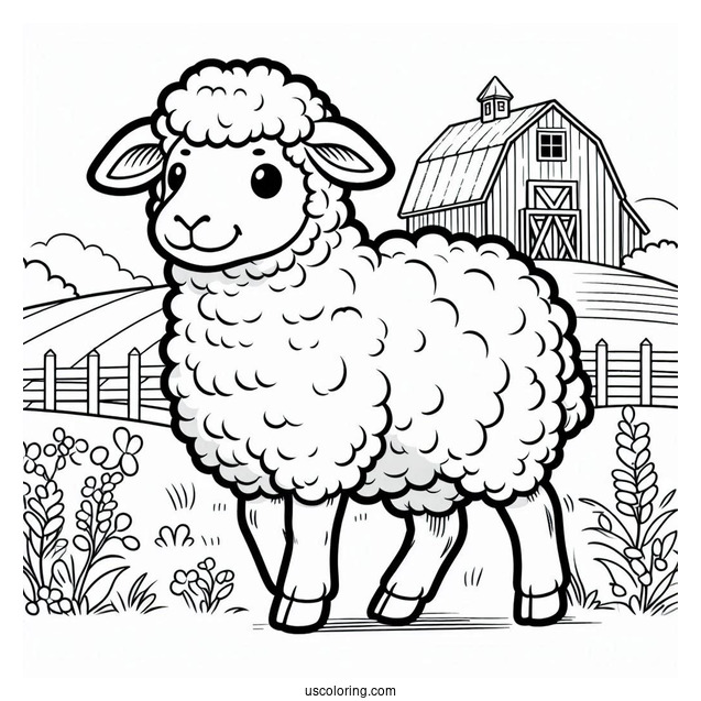 Sheep Walking Around Field On Farm