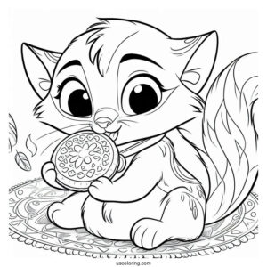 Coloring Sheet Of Meeko Eating Biscuit