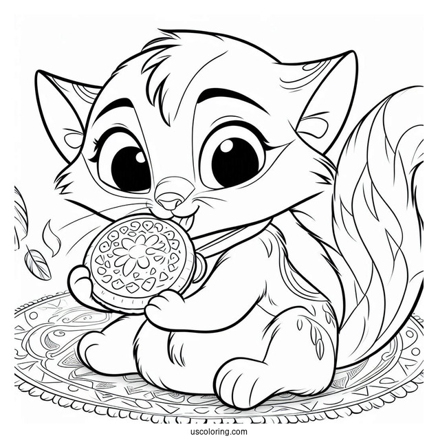Coloring Sheet Of Meeko Eating Biscuit