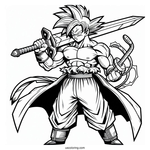 Trunks Holding Sword Coloring Sheet
