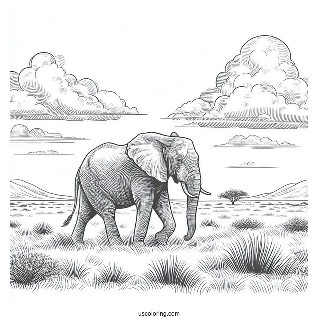 African Bush Elephant Walking On Plains