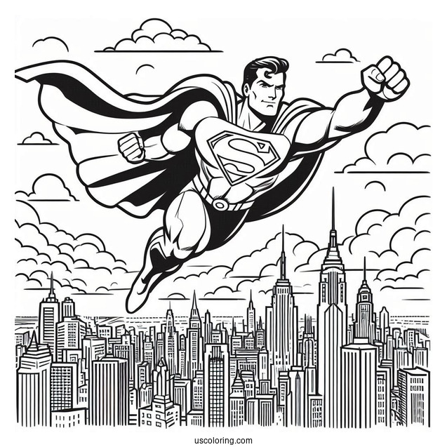 Superman Flying Through City Skyline