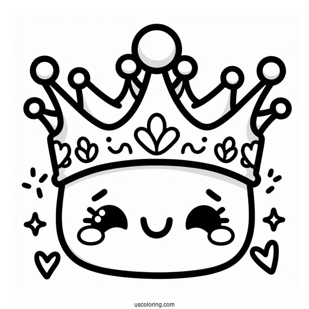 Cute Smiling Cartoon Crown Coloring Page For Preschoolers