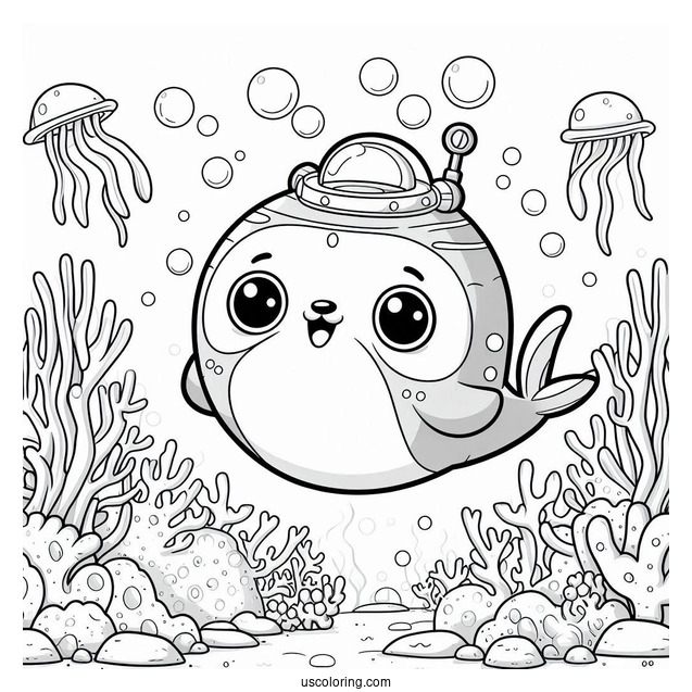 Octonauts Coloring Page Of Tunip The Vegimal In Coral Reef