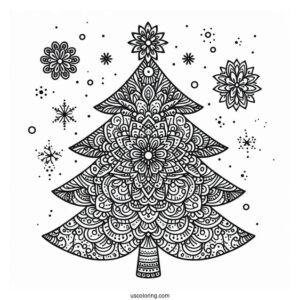 Christmas Tree Mandala Coloring Picture