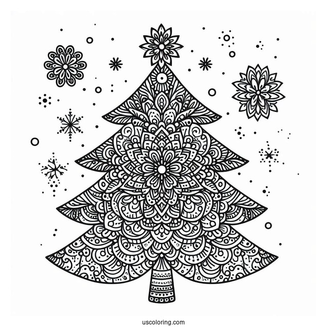 Christmas Tree Mandala Coloring Picture
