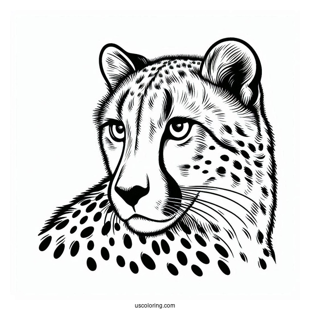 Simple Cheetah Coloring Page Looking Sideways