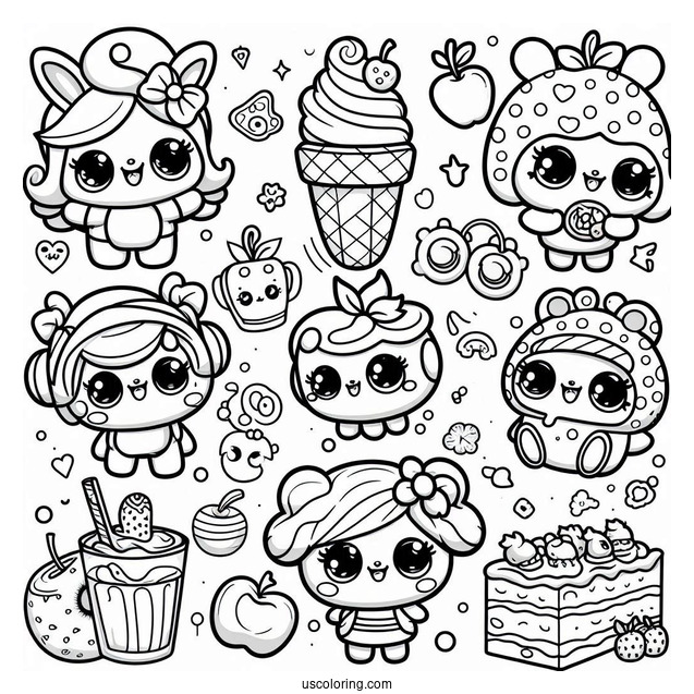 Coloring Sheet Of Shoppies With Their Shopkins