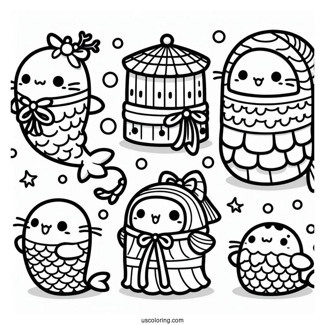 Sumikko Gurashi Coloring Page In Fish Costumes