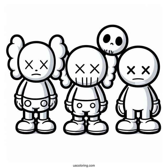 KAWS Coloring Page Dissected Companion
