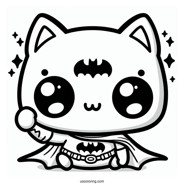 Cute Kawaii Batman Coloring For Kids