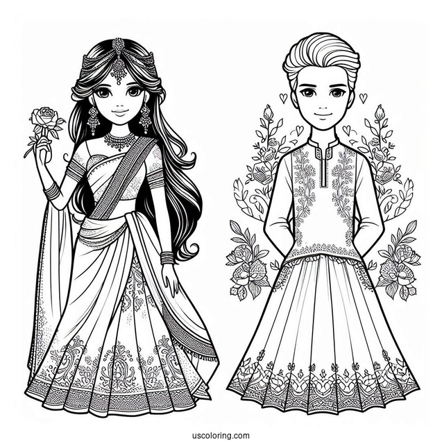 Barbie And Ken Coloring Page For Kids