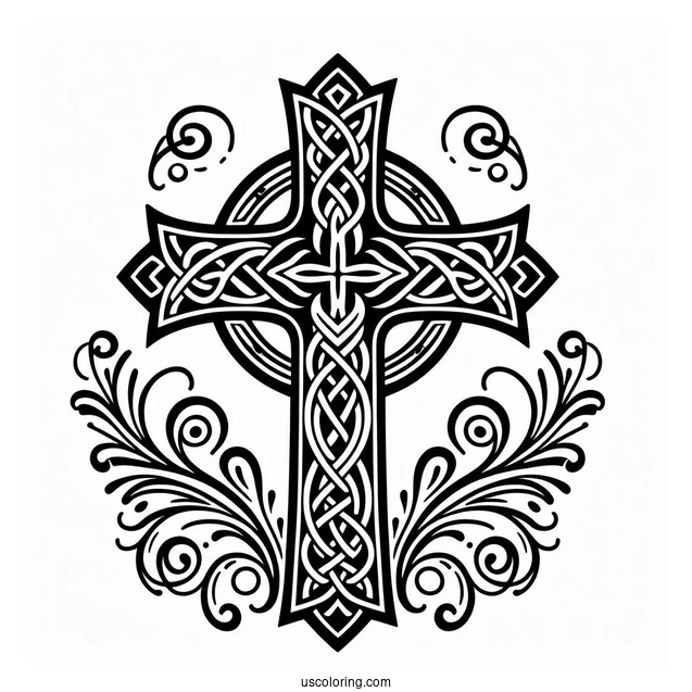 Celtic Cross Coloring Sheet For Kids