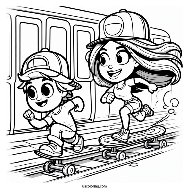 Subway Surfers Coloring Page Jake And Tricky Subway Surfers
