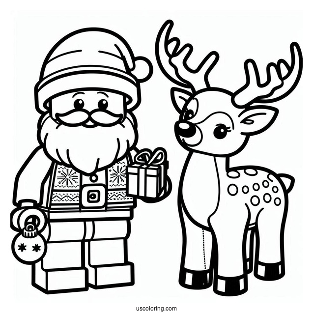 Lego Santa And Reindeer To Color
