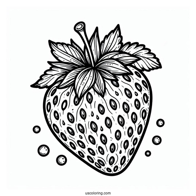 Strawberry With Seeds Coloring Page