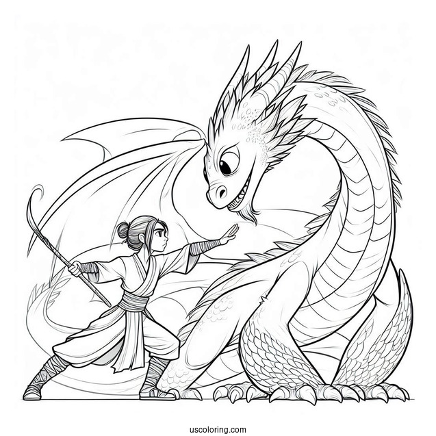 Raya And The Last Dragon Coloring Page Getting Ready To Fight With Sisu