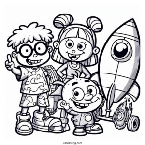Nickelodeon Coloring Page Of Rocket Power Otto, Regina, Sam, And Maurice