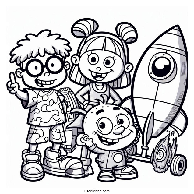Nickelodeon Coloring Page Of Rocket Power Otto, Regina, Sam, And Maurice