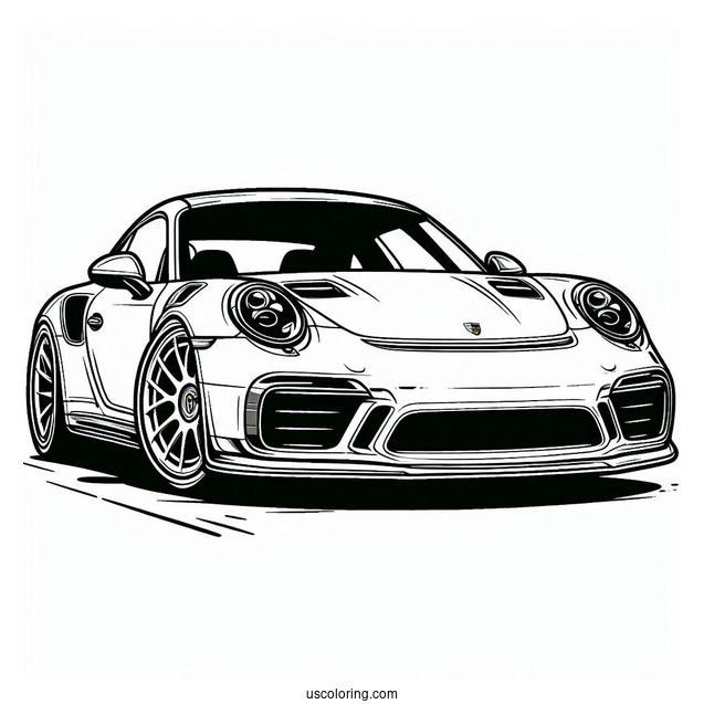 Simple Porsche Coloring Page Outline For Kids