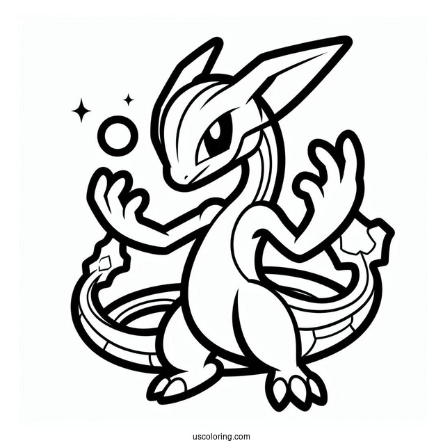 Easy Outline Of Rayquaza Coloring Page For Kids