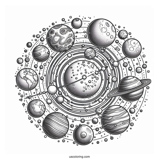 Birds Eye View Of Solar System Coloring Page