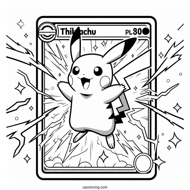 Pikachu Thunder Jolt Pokemon Card Coloring Page