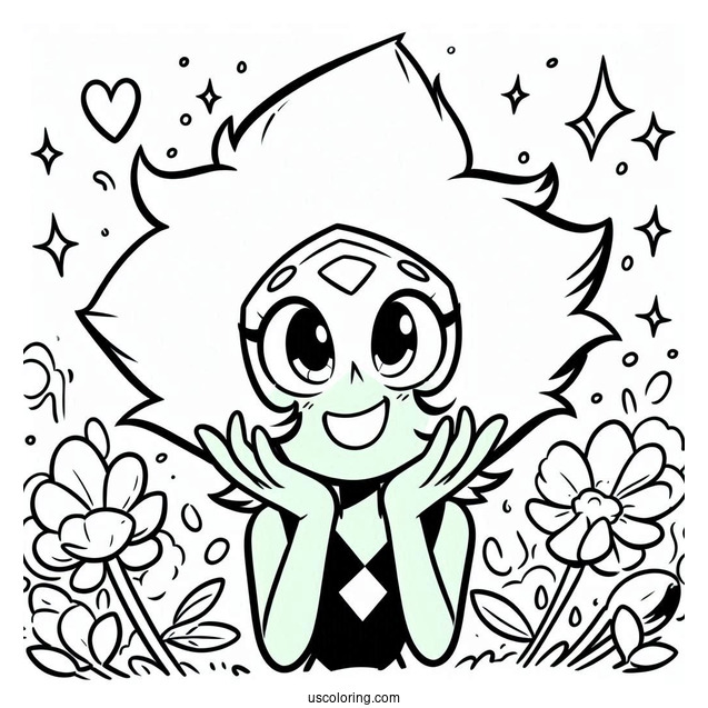 Steven Universe Coloring Page Of Peridot Smiling Outline