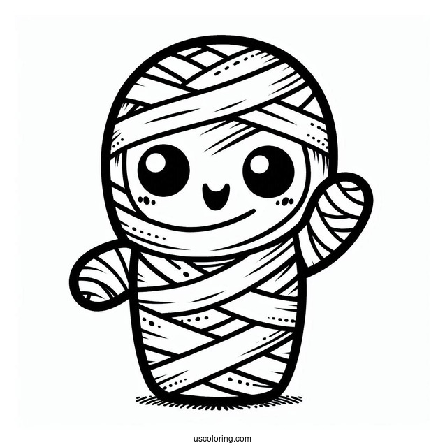 Detailed Cartoon Mummy Coloring Page