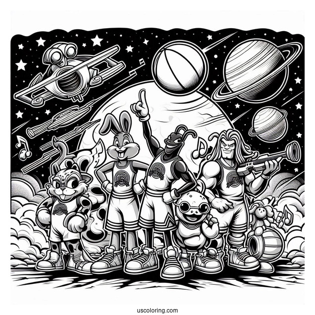 Space Jam Tune Squad Poster Coloring Sheet