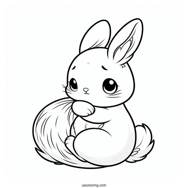 Cream The Rabbit Hugging Tails Coloring Page