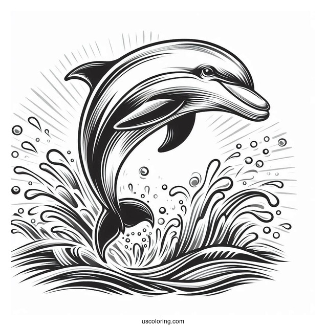 Spinner Dolphin Jumping Out Of Water To Color