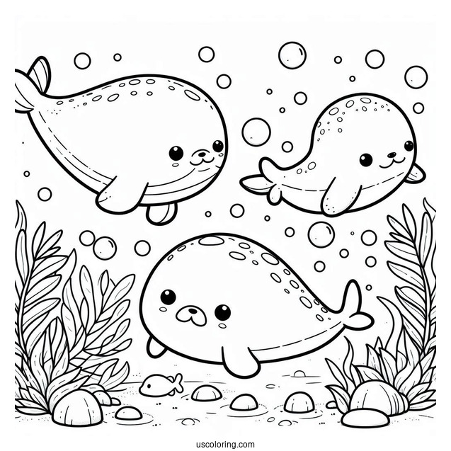 Octonauts Coloring Page Of Manatees Swimming With Fish