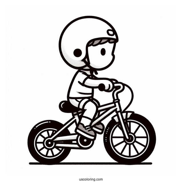 Simple Kids Bicycle Coloring Page With Training Wheels