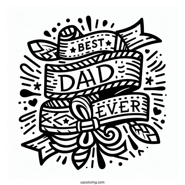 Father's Day Coloring Page Of Best Dad Ever Ribbon For Kids