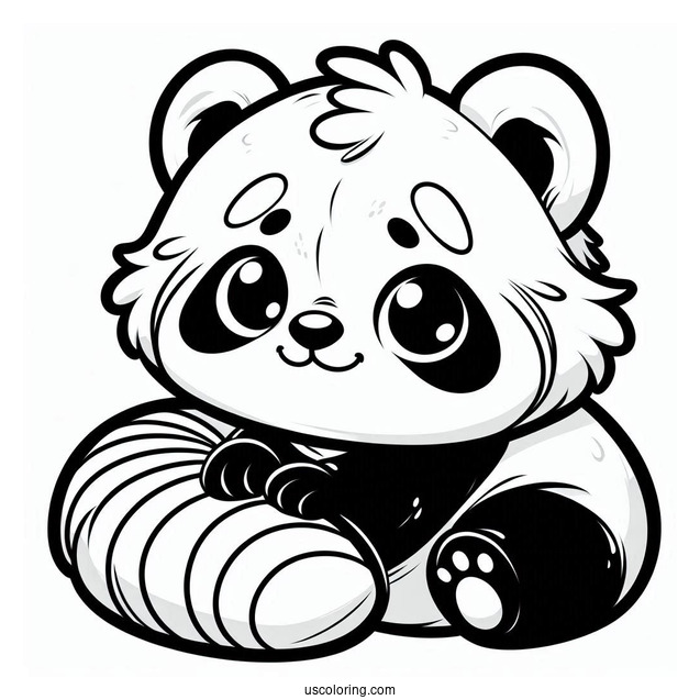 Simple Cartoon Red Panda To Color For Preschoolers