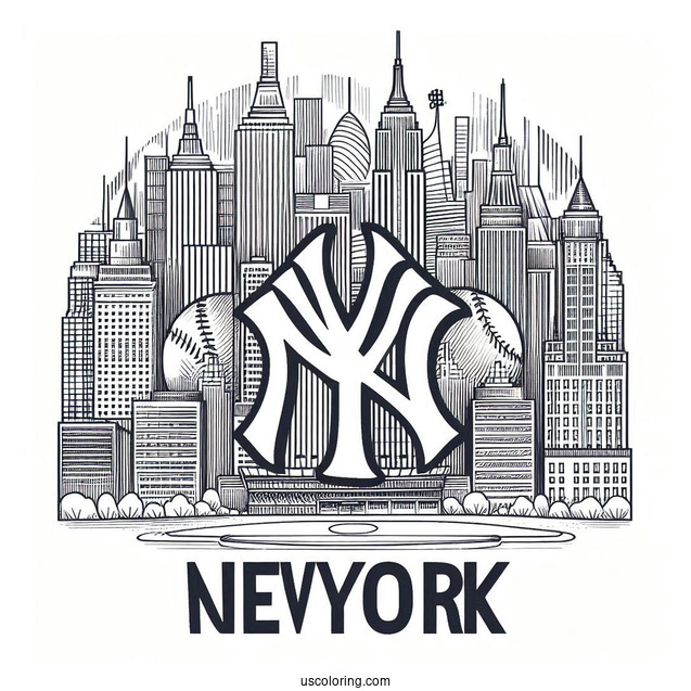 New York Coloring Page Of Yankees Logo