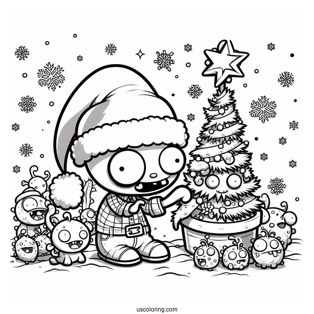Plants Vs Zombies Christmas Coloring Page