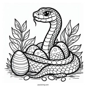 Mother Snake Protecting Eggs