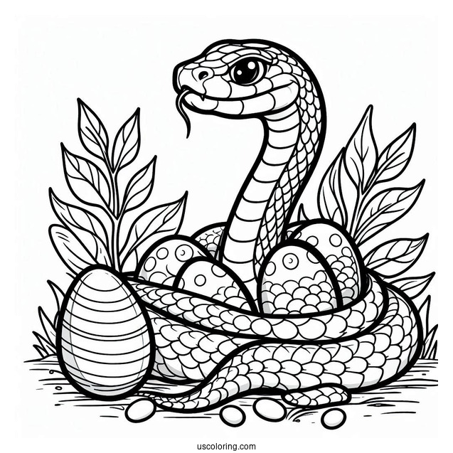 Mother Snake Protecting Eggs