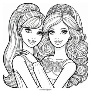 Barbie And Sister Kelly Coloring Page