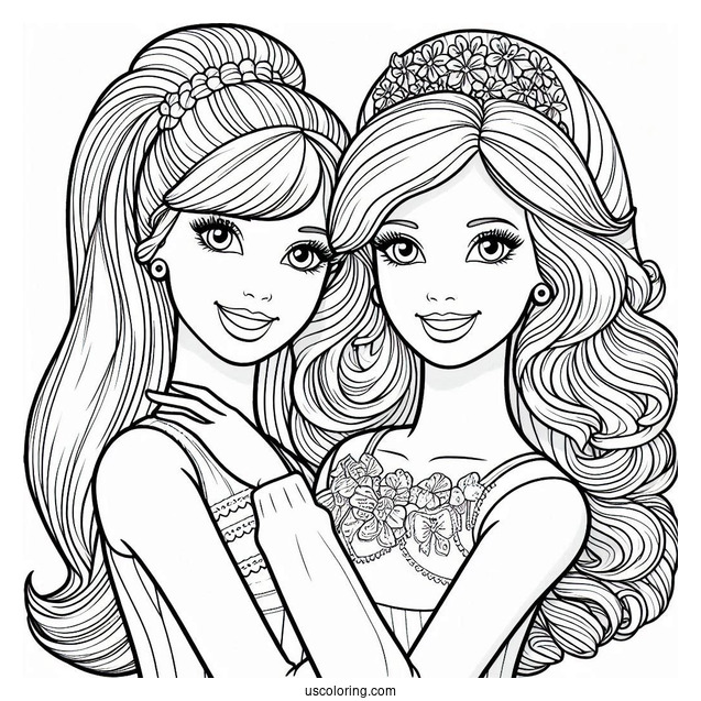 Barbie And Sister Kelly Coloring Page