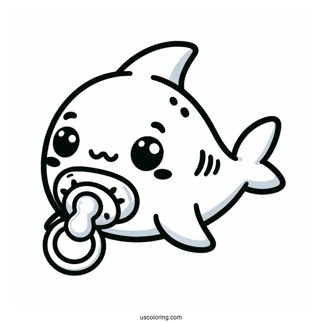Cute Shark Coloring Page With Pacifier