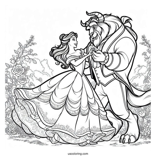 Belle With Beautiful Dress Dancing With The Beast