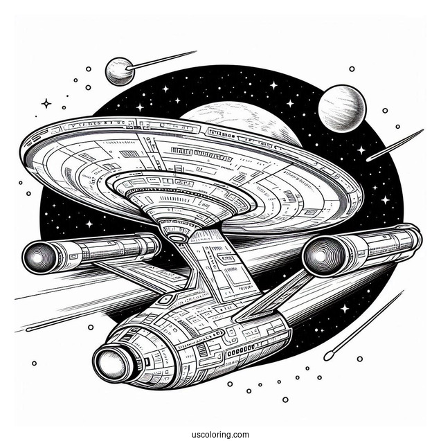 Star Trek Coloring Page Of USS Voyager