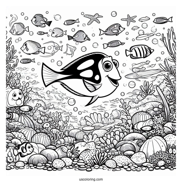 Pixar Coloring Page of Finding Dory Poster