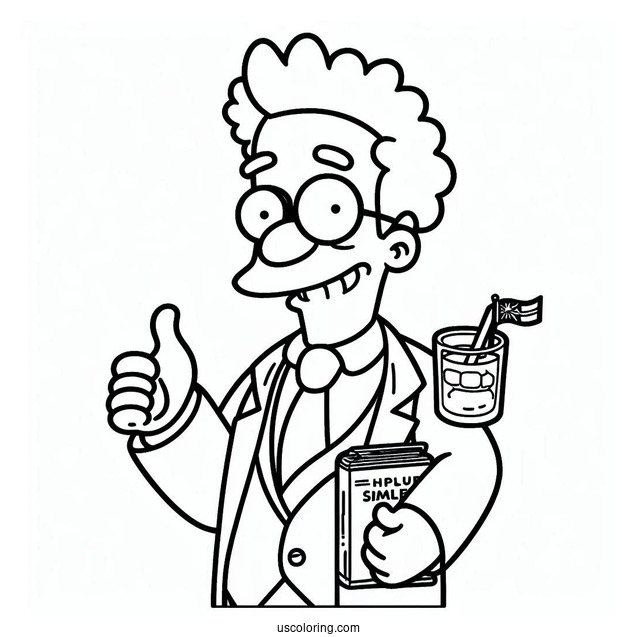 Simpsons Coloring Pages Of Simple Professor Frink For Kids