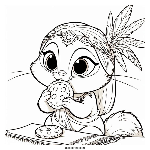 Coloring Sheet Of Meeko Eating Biscuit